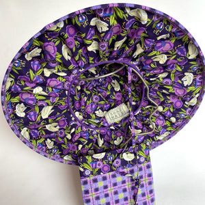 Purple checked fold-up sunhat