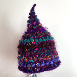 Purple multicoloured pointed beanie