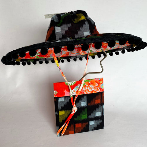 Retro Japanese fabric fold-up sun hat